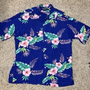 RARE! Polo Ralph Lauren Shirt CALDWELL Vintage HIBISCUS Loop Collar - Sz L